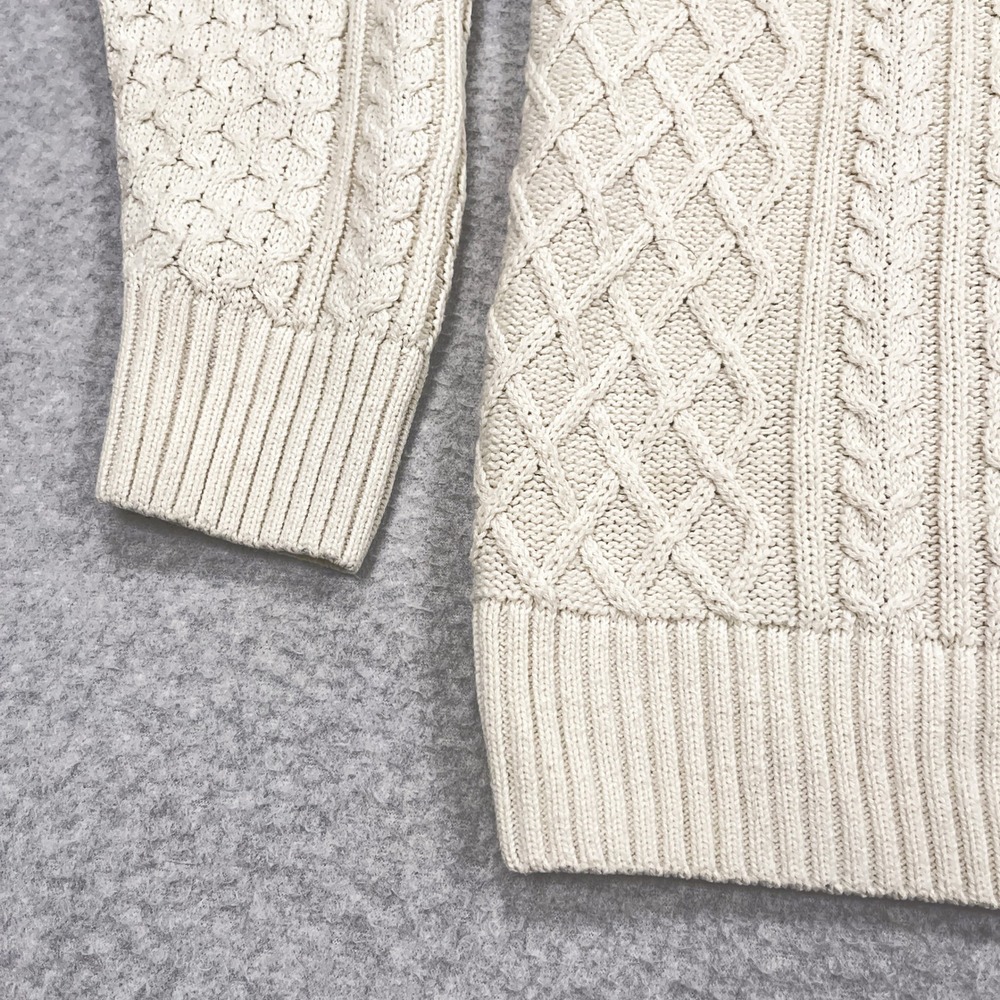 Nike Cable Knit Sweater Mens Small Ivory Turtleneck Swoosh Knit FB7770-072 - Picture 8 of 12